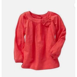 NEW Baby Gap kids girls shirt 4 XS red orange long slv slub knit corsage top tee
